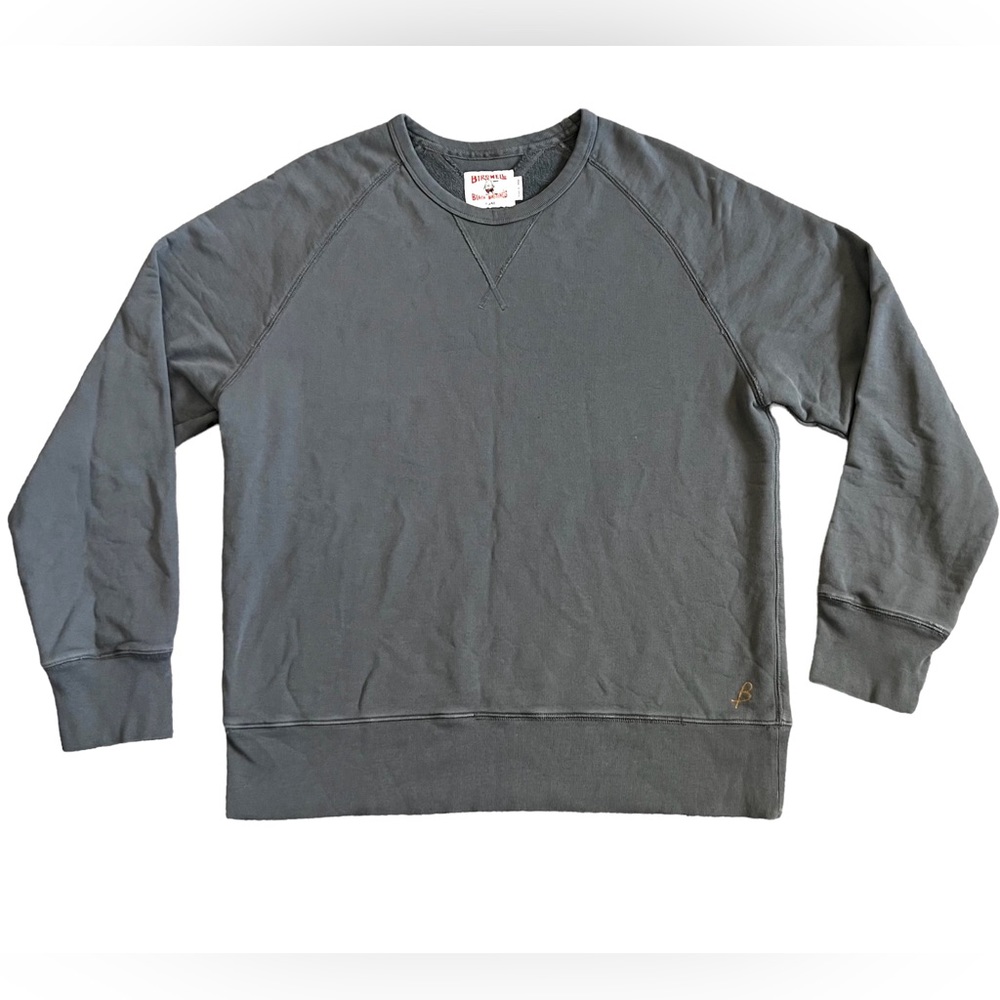 Birdwell Men’s Jalama Raglan Crew Sweatshirt Sz XL Faded Black 24oz Cotton EUC.
